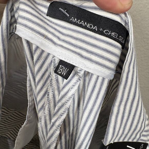 Amanda & Chelsea Plus 18W Contemporary Fit Ankle Pants Low Rise Gray Stripe - Picture 10 of 11